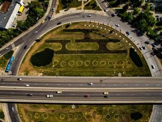 Photograph of a roundabout from above