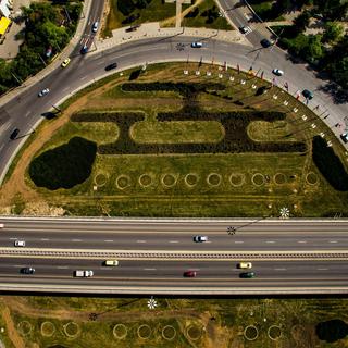 Photograph of a roundabout from above